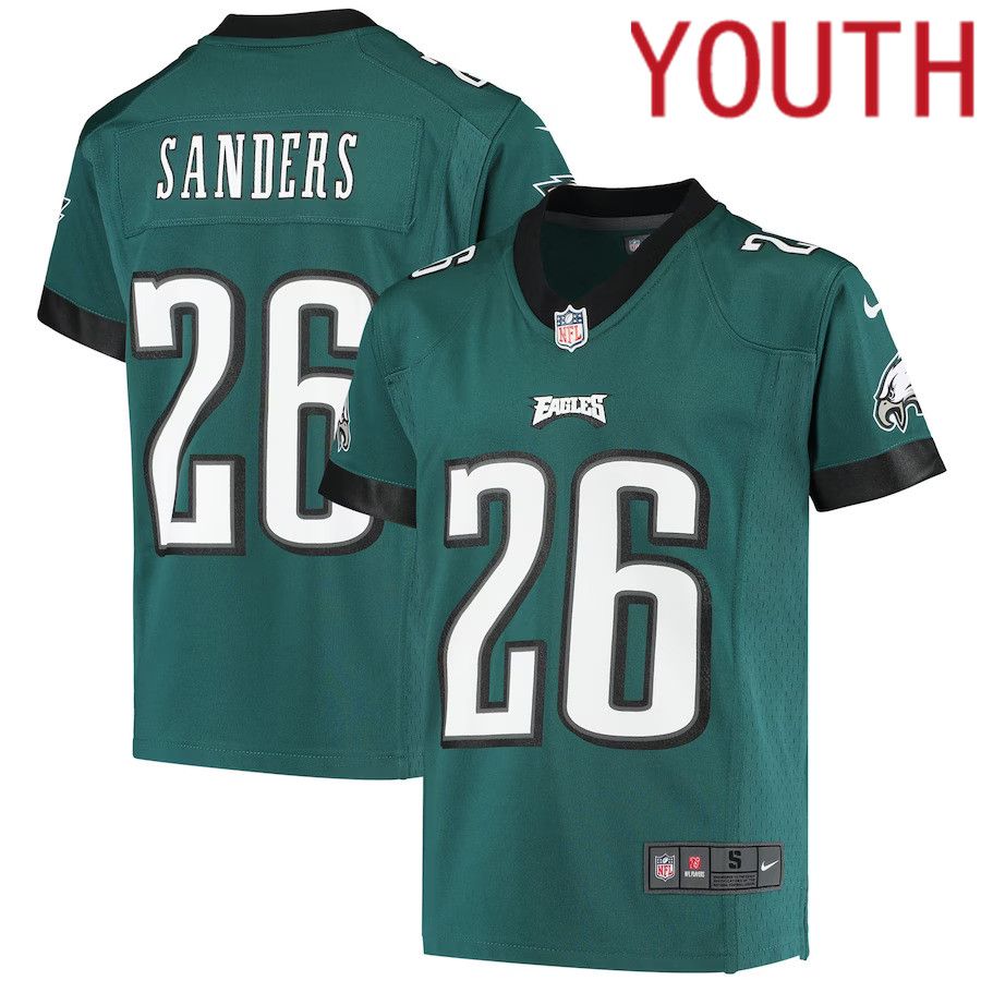 Youth Philadelphia Eagles 26 Miles Sanders Nike Midnight Green Game NFL Jersey